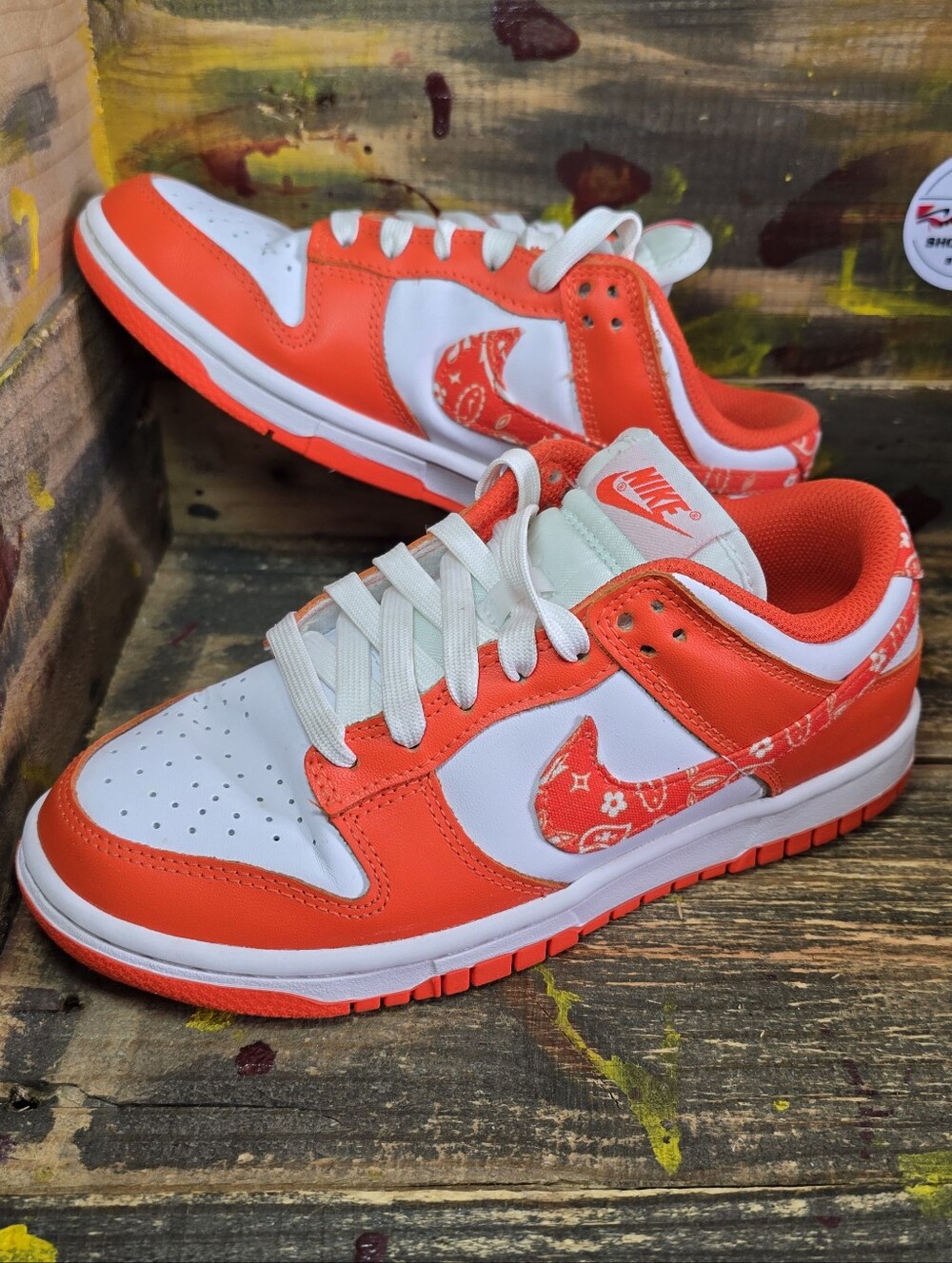 Nike Dunk Low ESS Orange Paisley White Rush Orange DH4401-103 Women’s Size 6